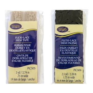 Wrights Flexi-Lace Cream and Black Hem Facings, 2.5 Yards